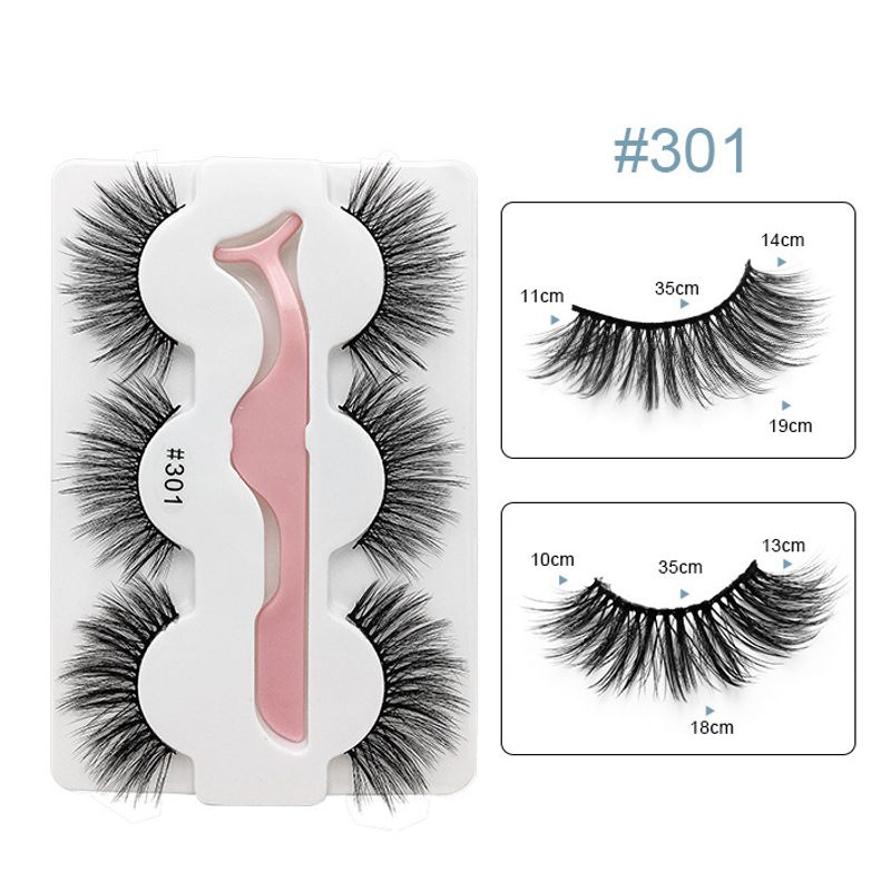 Lash extension set 3 Pairs of false eyelashes with tweezers Multilayer thickened eyelashes naturally curl messy eyelashes_voghion.com