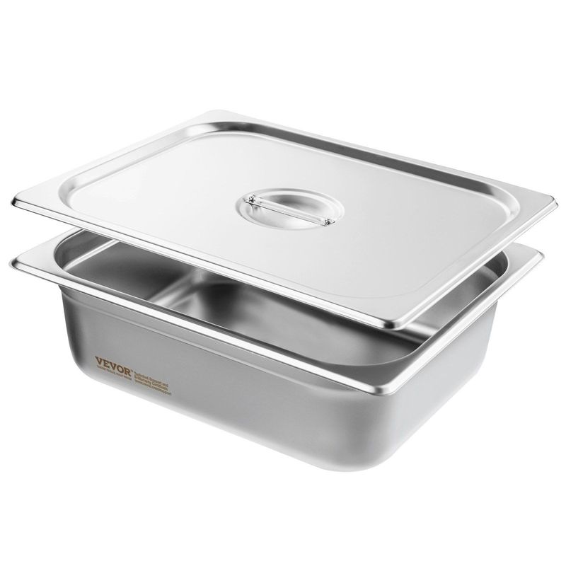 VEVOR 8 Pack Hotel Pans, 1/2 Size Anti-Jam Steam Pan With Lid, 0.8mm Thick Stainless Steel Steam Table Pan, 4-Inch Deep Commercial Table Pan, Catering Storage Food Pan, For Industrial & Scientific_voghion.com