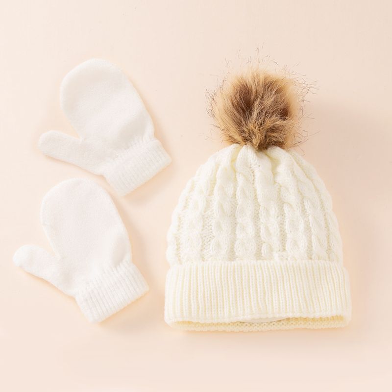Baby clothing wool monochrome twist warm children's hat scarf gloves two or three sets_voghion.com