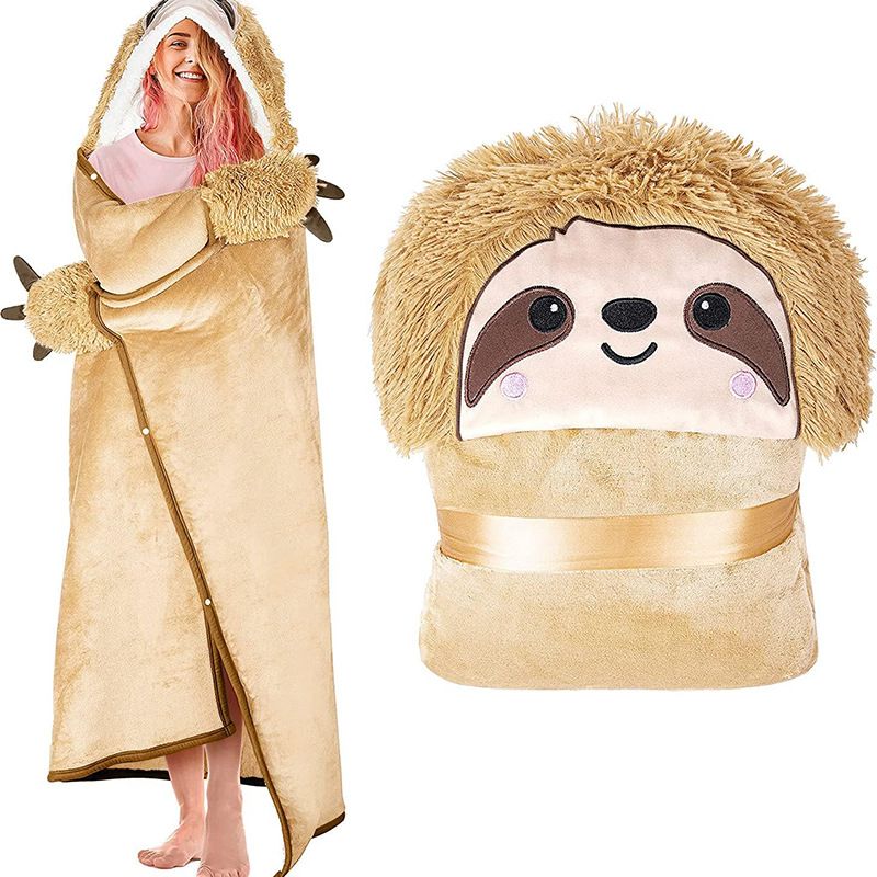 Dammekleeder Fernsehdecken Casual Homewear Kapuzen Verdickt Waarm Faulenmantel PV Samt Schal Kapuzen Fraen_voghion.com