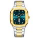 Va Va Voom Business Rectangular Dial Waterproof Creative Double Calendar Steel Belt Men's Watch_voghion.com