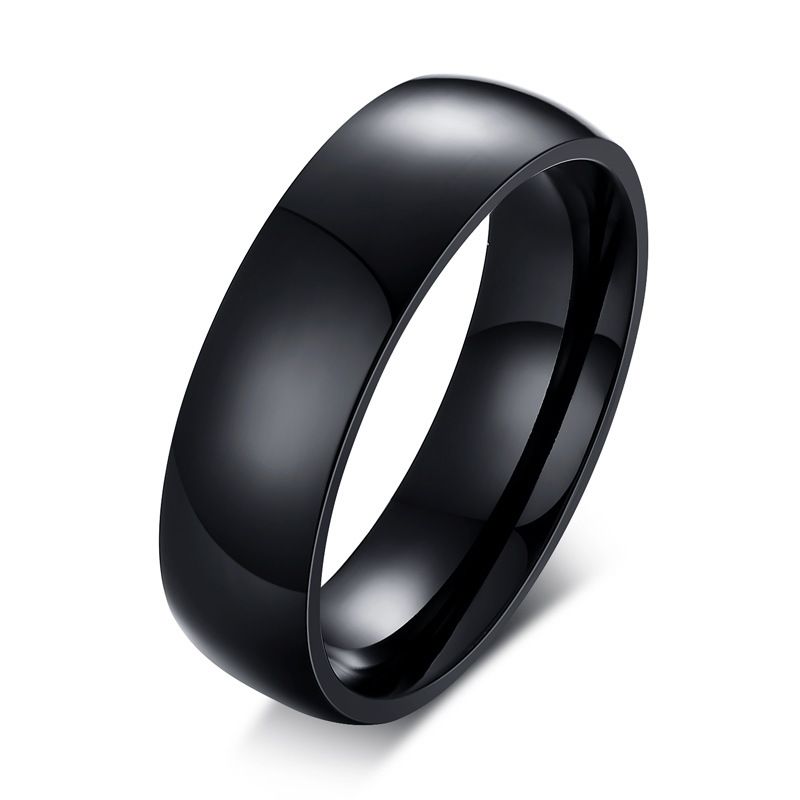 Novos anéis de aço de titânio com zircônia preta para casamento, joias para casais RC-535B_voghion.com