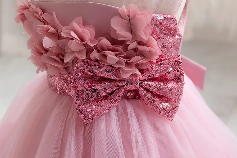 Kids Clothing baby party dress cross border foreign trade girl wedding dress children's celebration sequined mesh dress_voghion.com