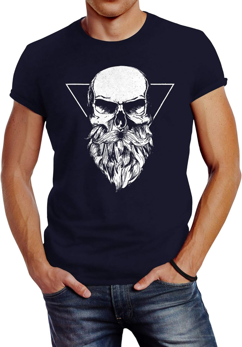 Maglietta da uomo con teschio e barba triangolo slim fit_voghion.com