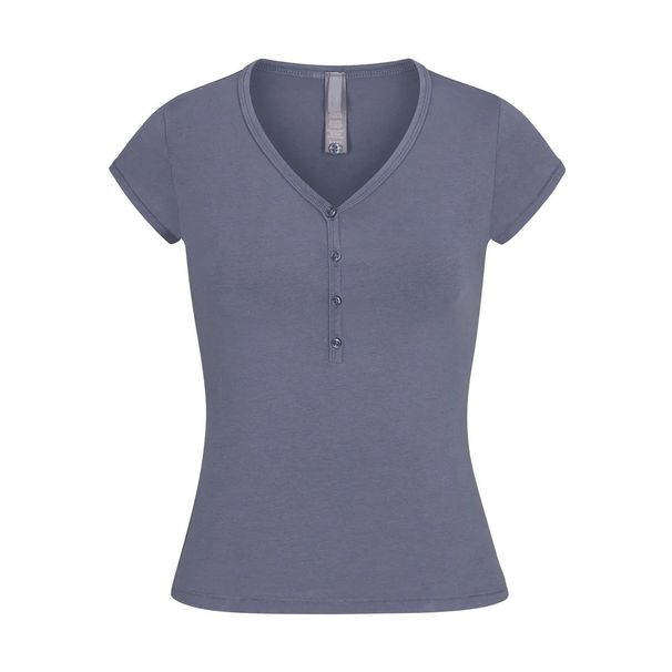 Dámské oblečení Nové vintage letní tričko s krátkým rukávem z čisté bavlny, košile s knoflíky a výstřihem do V_voghion.com