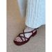 Lancui~ Square Toe Cross Strap Sandals For Women, Summer Outdoor Wear, Stunning And Comfortable, Perfect With Dresses,_voghion.com