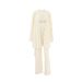 loose and comfortable pit striped long-sleeved vest and trousers pajamas three-piece for home wear_voghion.com