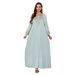 Muslimische Robe Damen Einfaches besticktes Kleid Kaftan Kleider_voghion.com