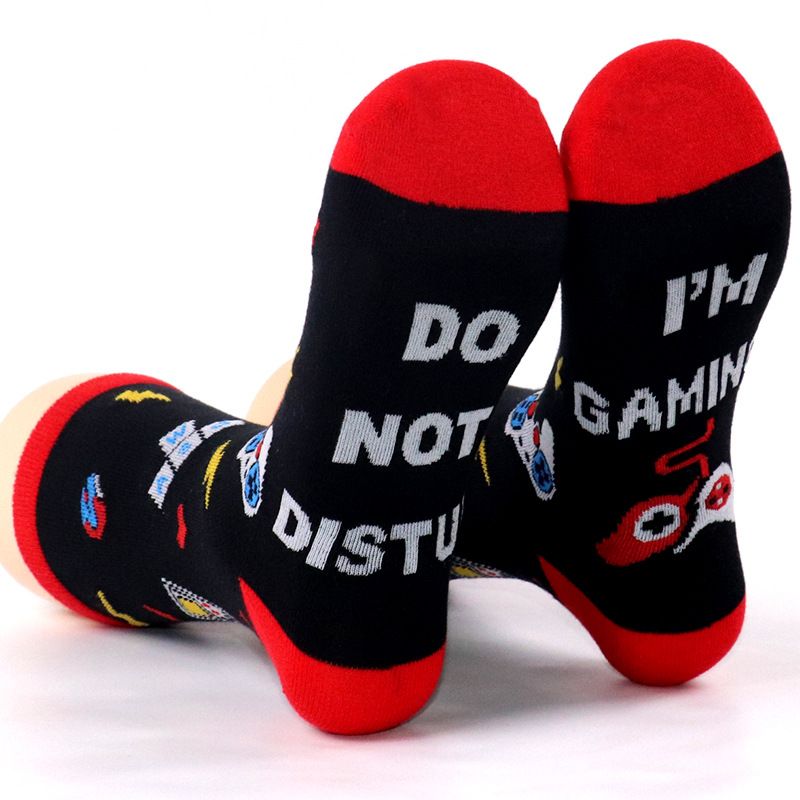 I'M GAMING Foot Sole Letter Jacquard Long Tube Cotton Socks_voghion.com