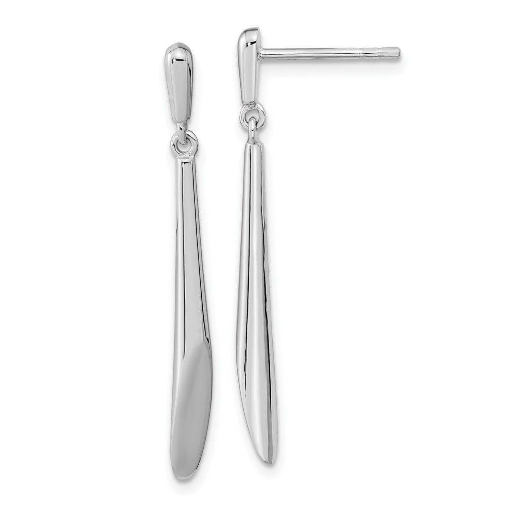 Sterling Silver Rh-plated Polished Bar Dangle Post Earrings_voghion.com