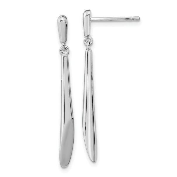 Sterling Silver Rh-plated Polished Bar Dangle Post Earrings_voghion.com