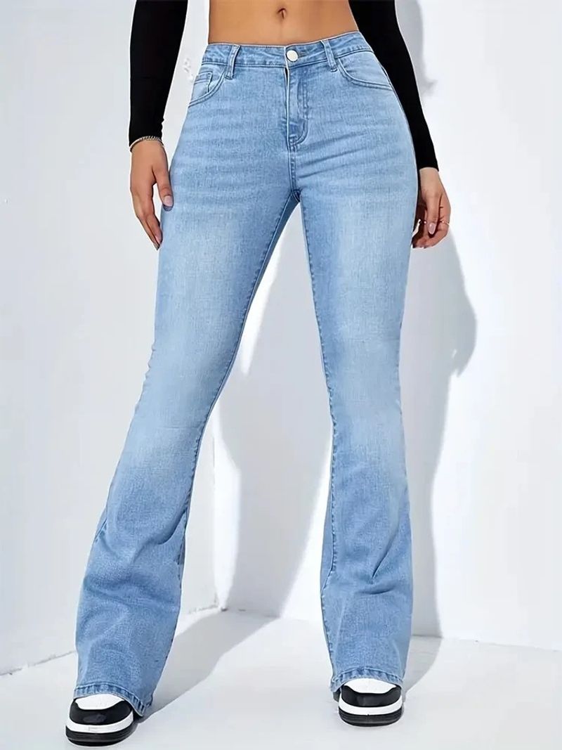 Damkläder Retro utsvängda jeans Sommar Rak Lös Design Nisch Casual Byxor_voghion.com