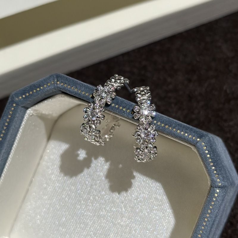 Orecchini a forma di C con micro zirconi, in argento sterling S925, design vintage di nicchia, semplici e leggeri._voghion.com