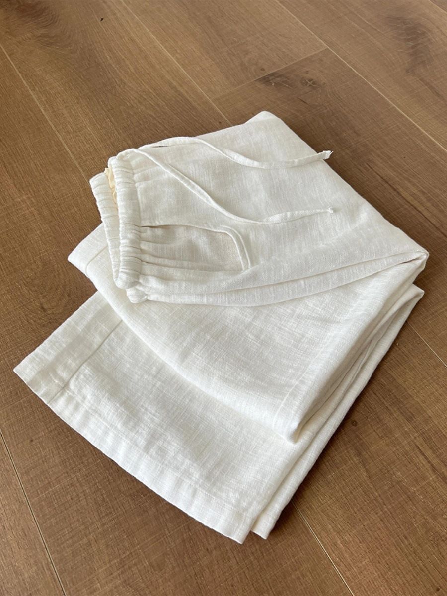 Je le recommande vivement, il allonge vos jambes ! Pantalon en ramie blanc délavé, pantalon large en lin souple et confortable pour femme._voghion.com