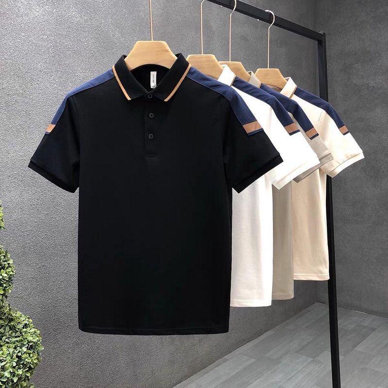 Herrenbekleidung Poloshirt mit kleinem Tropfenschulter-Revers und Kontrastfarbe, passender Revers, Herrenmode, brandneues Herren-T-Shirt mit kurzen Ärmeln und schmalem Kragen_voghion.com