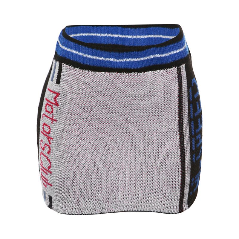 Women's Clothing new autumn street shooting letter knitted zipper thread high waist hip skirt suit for women_voghion.com