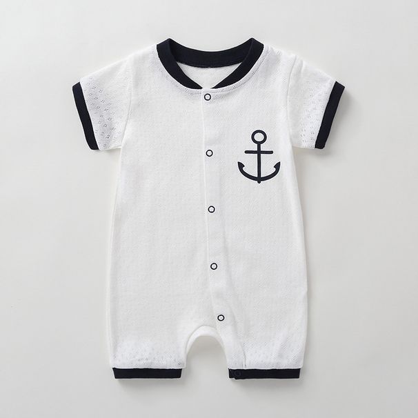 Mother & Kids Summer round neck baby boy jumpsuit navy baby short sleeve new style romper A type baby crawling clothes_voghion.com