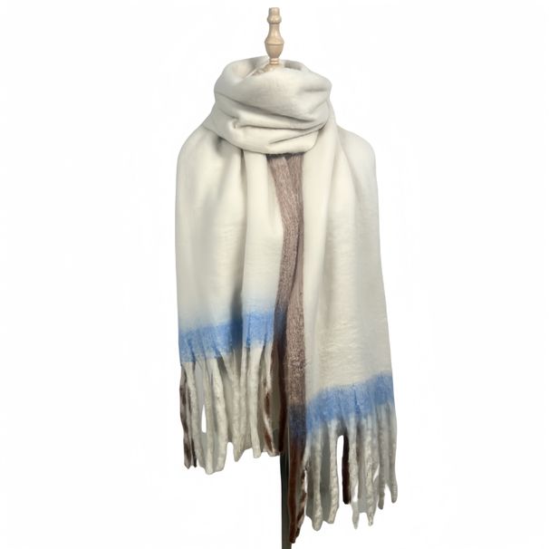 Simple Frame Solid Color Scarf Women's Warm Imitation Cashmere Fringed Scarf Autumn And Winter Contrasting Color Scarf Cold Protection Shawl_voghion.com