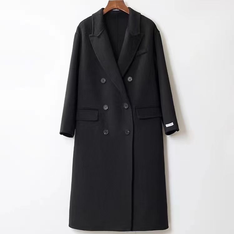 Naisterõivad väljaspool hooaega Kahekordse näoga kašmiirmantel, pikk, avar ülikond, krae 100 villane mantel Temperament kaherealine mantel_voghion.com