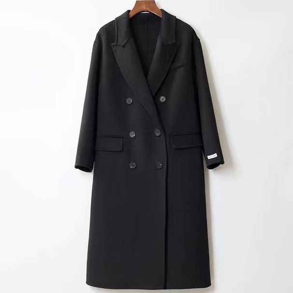 Naisterõivad väljaspool hooaega Kahekordse näoga kašmiirmantel, pikk, avar ülikond, krae 100 villane mantel Temperament kaherealine mantel_voghion.com