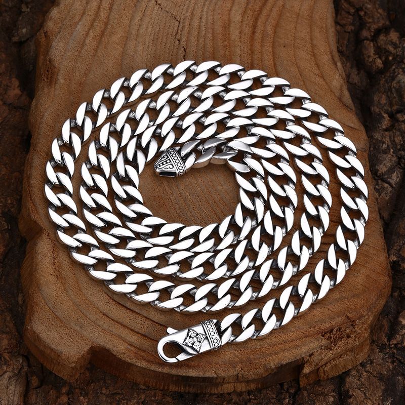 S Zuiver Zilveren Exquise Vajra Cubaanse Ketting Unisex Trendy Persoonlijkheidssieraden_voghion.com