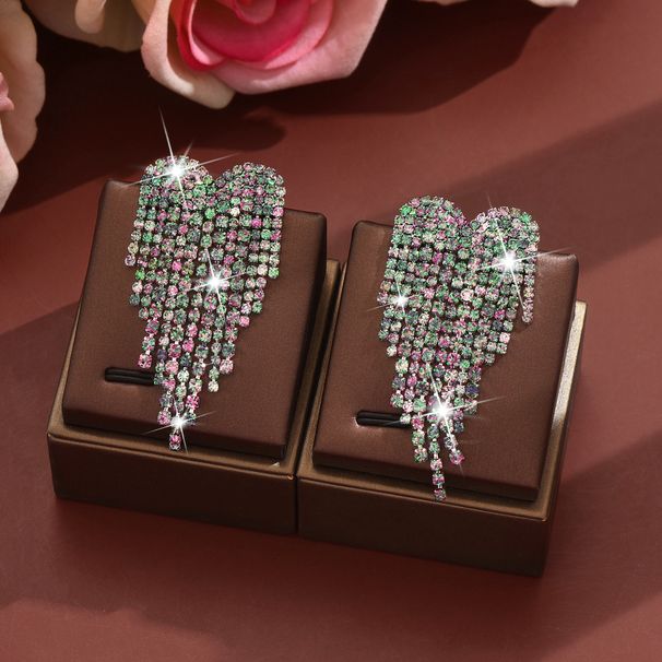 Orecchini unisex alla moda con diamanti, lunghi e nappe a forma di cuore, per le donne, temperamento acqua_voghion.com