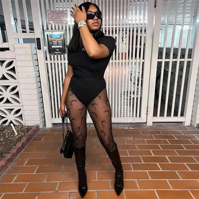 Women's Clothing Summer New Women's Clothing Sexy Perspective Mesh Breathable High Waist Hip Lifting Slimming Sports Casual Pants_voghion.com