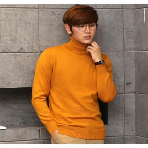 Maglione casual in lana a collo alto lavorato a maglia tinta unita, da uomo_voghion.com