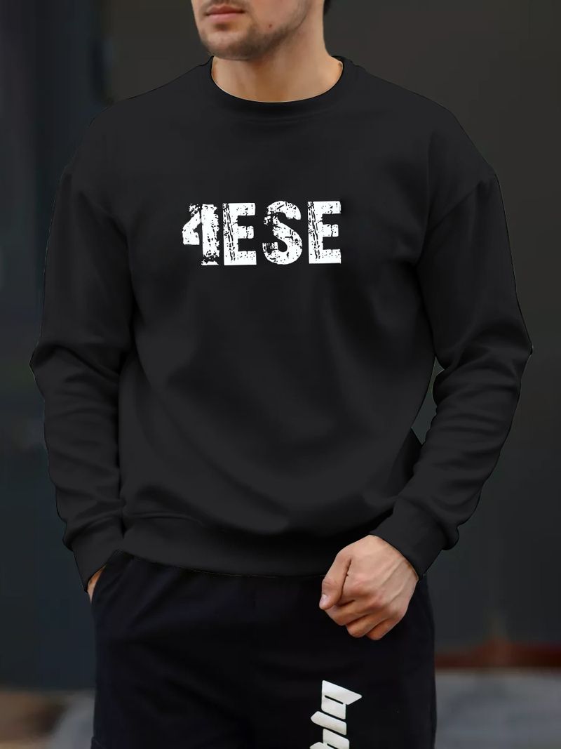 Polar Fleece Einfarbig Rundhals Pullover Herren Candy Baumwolle Langarm Arbeitskleidung_voghion.com