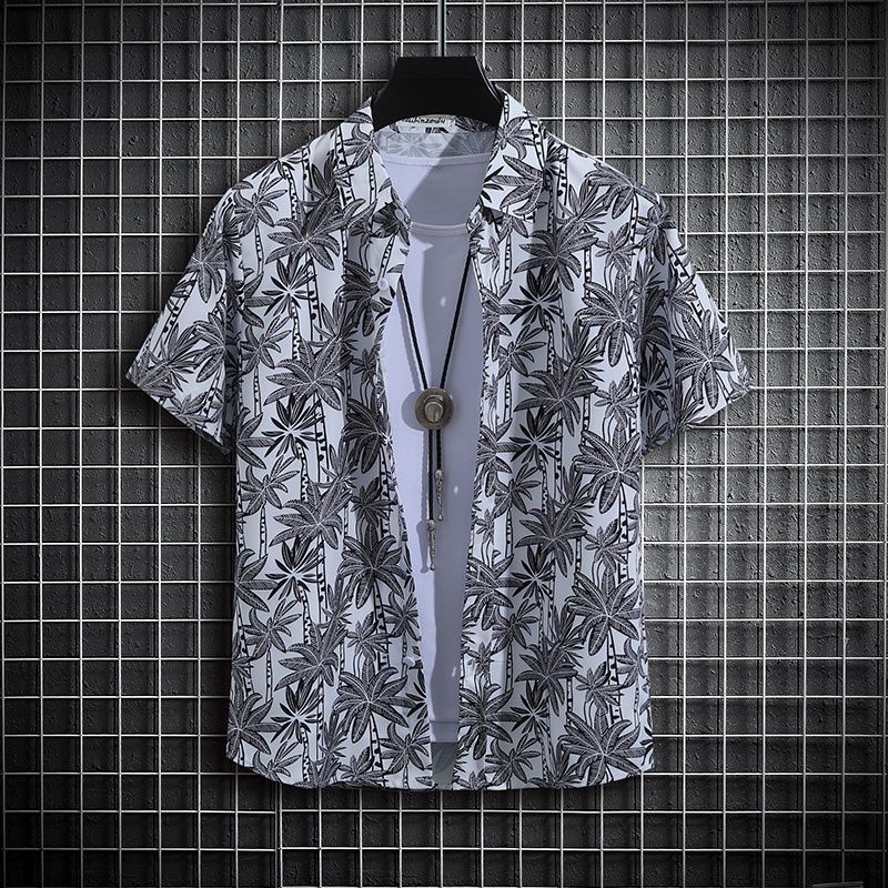Sommer Hawaiian Herren Kurzarm Button Up Floral Fashion Shirt Mann Casual Social Plant Element Übergroße Streetwear Kleidung_voghion.com