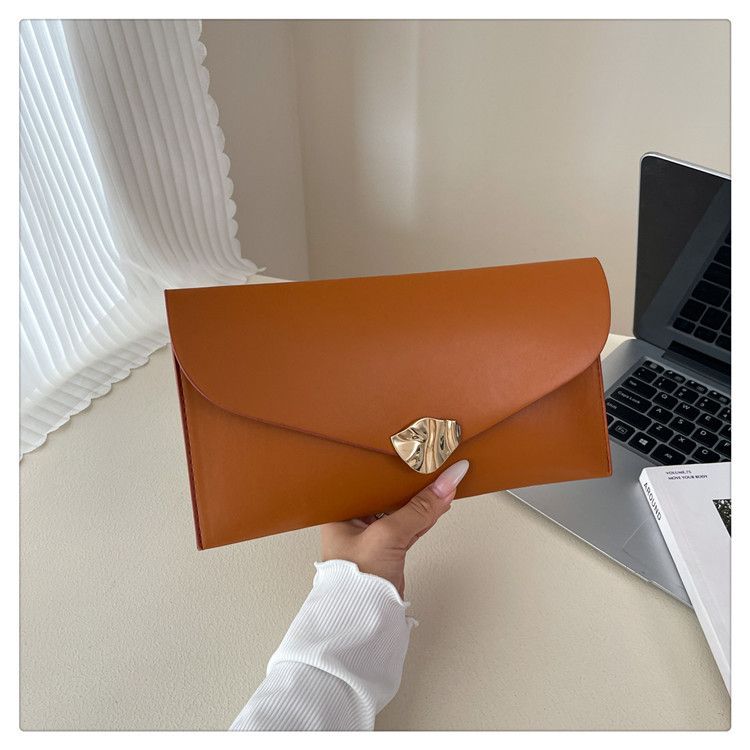 Women's Large Capacity PU Leather Envelope Clutch Bag With Zipper Pocket - Soft & Stylish Crossbody Handbag For Daily Use (Black, White, Brown)_voghion.com
