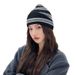 Gestreifte Vier Jahreszeiten Fly Weave Damen Gestrickte Große Kopfumfang Kalte Mütze Männer Farbblock Lazy Style_voghion.com