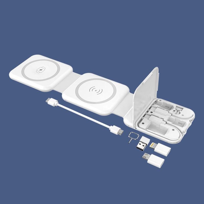 Hot Selling Multi-functional Three In One Wireless Magnetizing And Folding Phone Holder, Wireless Charging Data Cable Storage Box_voghion.com