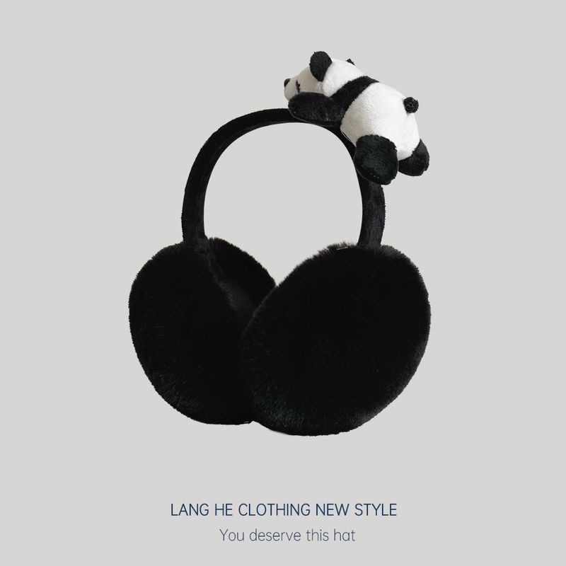 Unisex Panda plush earmuffs female winter cute warm anti-freeze ear protection windproof earmuffs_voghion.com
