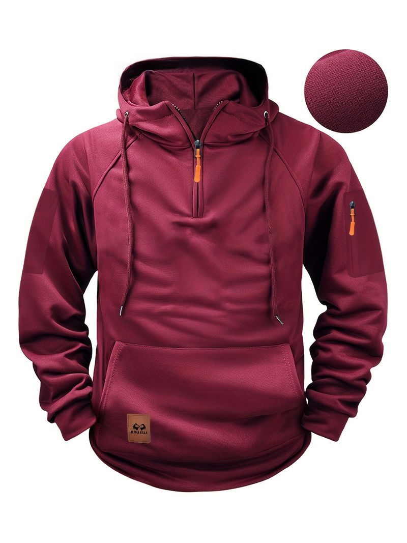 Sudadera con capucha para hombre, de primavera y otoño, con cremallera en el brazo y múltiples bolsillos, sudadera deportiva informal_voghion.com