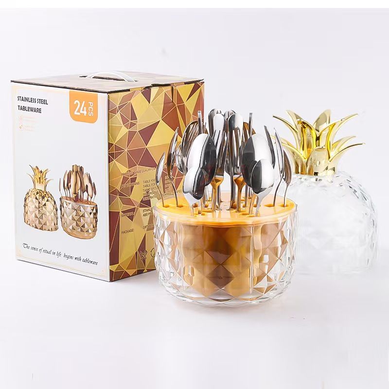 Set di posate in acciaio inossidabile da 24 pezzi – Posate moderne lucidate a specchio per ristoranti, regali e pasti quotidiani (serie 1010)_voghion.com