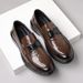 New Made Of Genuine And Cowhide, Men's British Style With Pointed Toe Loafers, Black Business Formal Casual Wedding_voghion.com