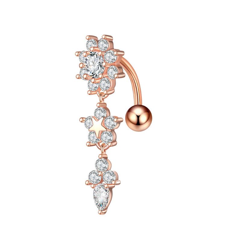 Anello con bottone in acciaio inossidabile semplice europeo e americano, ciondolo a forma di luna con zircone, moda danza del ventre, ago spesso per ombelico_voghion.com