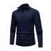 Herbst Winter Herren Strickpullover mit halbem Reißverschluss, Stehkragen, einfarbig, modisch, vertikal gestreift, für Männer_voghion.com