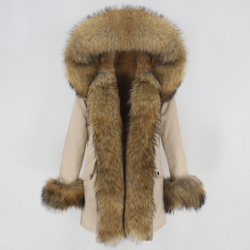 Women's Clothing hot sale winter parka for women with detachable fox fur collar lining fashionable warm ladies mid length coat_voghion.com
