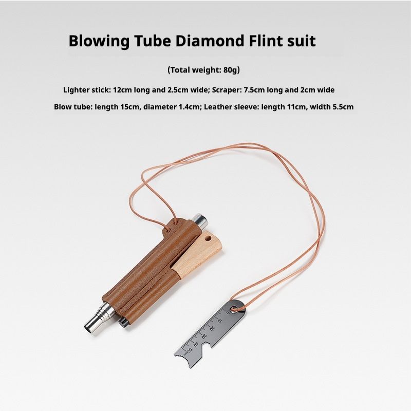 Õue tulepuhumistoru ja jala komplekt - telkimiseks mõeldud Telescc roostevabast terasest 5-osaline puhumistoru. Tugevast magneesiumist tulevardaga tuli_voghion.com