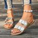 Wearing slippers for women in summer new belt buckle casual plus size beach flat bottomed sandals_voghion.com