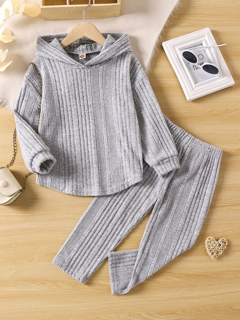 Mère et enfants filles sweat à capuche haut pantalon ensemble coton vêtements de maison pour enfants deux ensembles_voghion.com