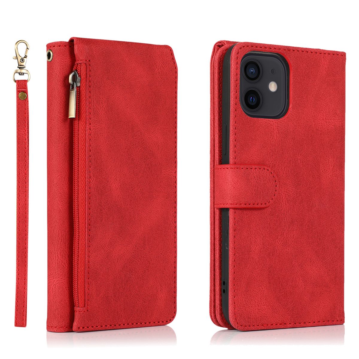 Mobile Phone Case Suitable For Iphone14 Leather Case Nine Carabiner Multifunctional Apple 14plus Skin-Sensitive Mobile Phone Protective Case_voghion.com