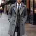 Cross-border Autumn And Winter Men's Solid Color Medium And Long Woolen Coat Korean Version Double-breasted Tweed Trench Coat_voghion.com