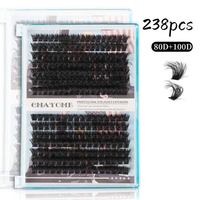 False Eyelashes False Eyelash Extension Set Single Cluster Of 238 Clusters Of 80D + 100D Thick Natural Segmented Eyelashes_voghion.com
