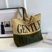 Trendy Gentle Women's Single Shoulder Canvas Fashion Portable Reusable Shopping Bag Large Capacity Handbags_voghion.com