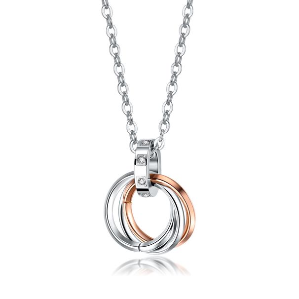 Biżuteria męska Trzy pierścienie wisiorek blokujący naszyjnik ze stali nierdzewnej sweter łańcuch biżuteria dla par_voghion.com