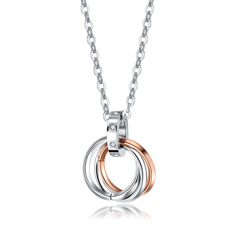 Collana con ciondolo a tre anelli intrecciati in acciaio inossidabile, per uomo, con catena per maglioni, per coppie_voghion.com