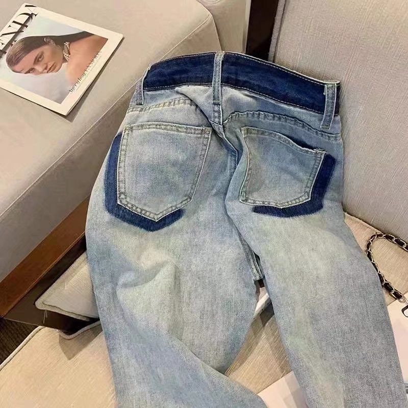 High waisted wide leg jeans for women, straight leg, loose fit, slimming look, 2022 spring outfit, color blocking, small_voghion.com